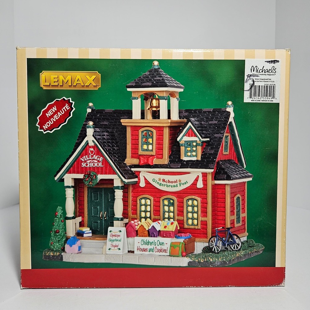 Lemax Village School Gingerbread Fest Lighted Christmas Building 55949 2015